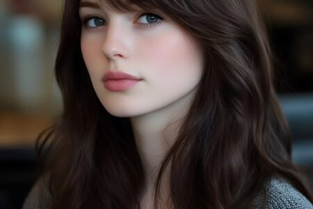 long layered hair with bangs