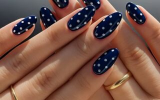 Blue polka dot nails