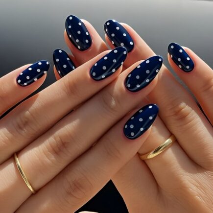Blue polka dot nails