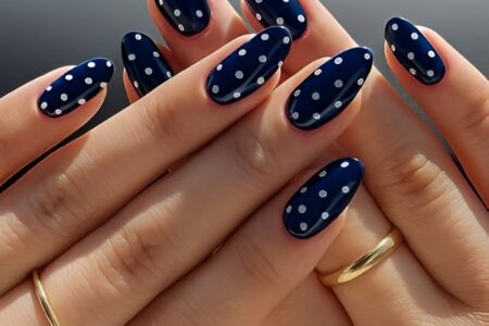 Blue polka dot nails
